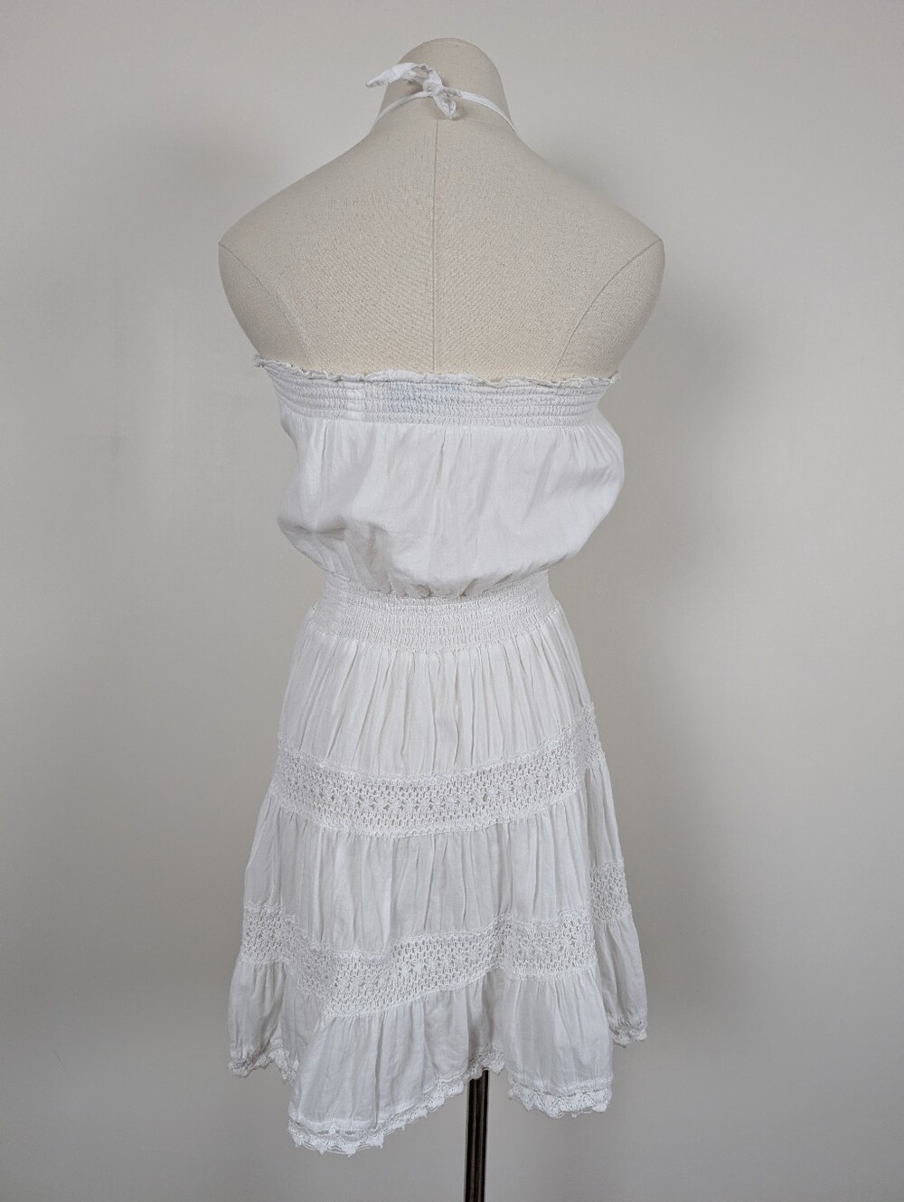 Y2K White Mini Dress Size Small Boho - Picture 4 of 9